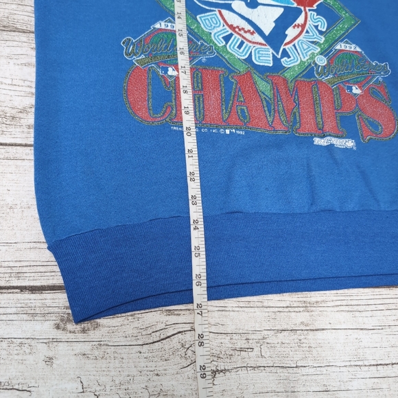 1992 Fruit Of The Loom Toronto Blue Jays World Champs Crew Neck Sweater Large - Picture 6 of 7